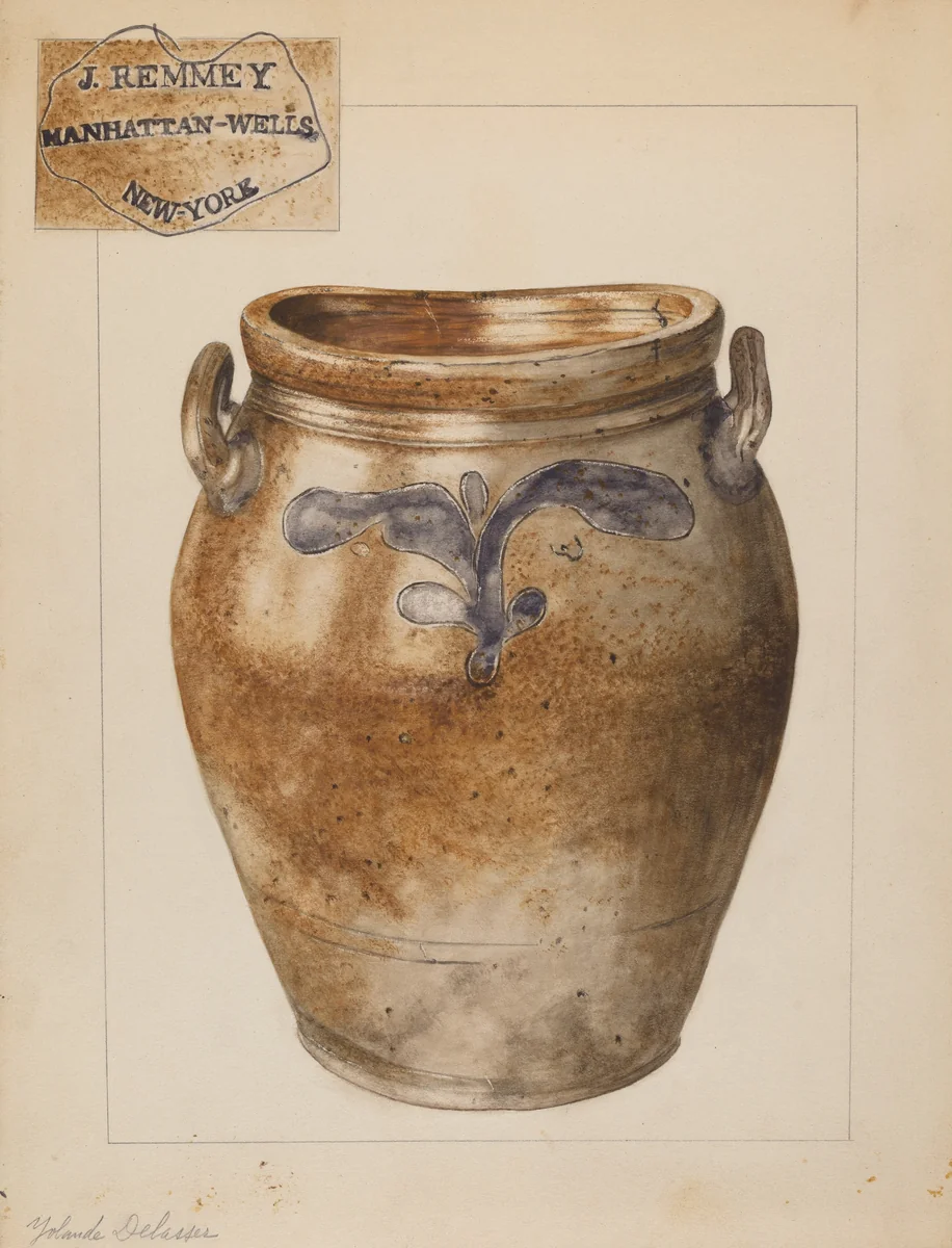 Crock by Yolande Delasser, index of american design, 1937