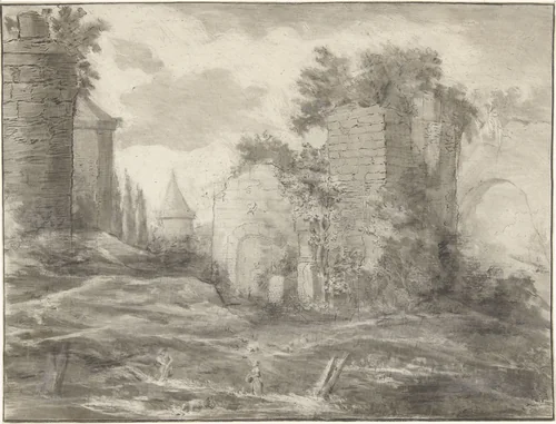 Landschap met ruines by Jurriaan Cootwijck, print, 1724-1798