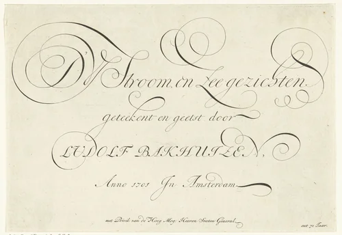 Titelprent voor een verzameling van rivier- en zeegezichten van Ludolf Bakhuysen by Ludolf Bakhuysen, print, 1701