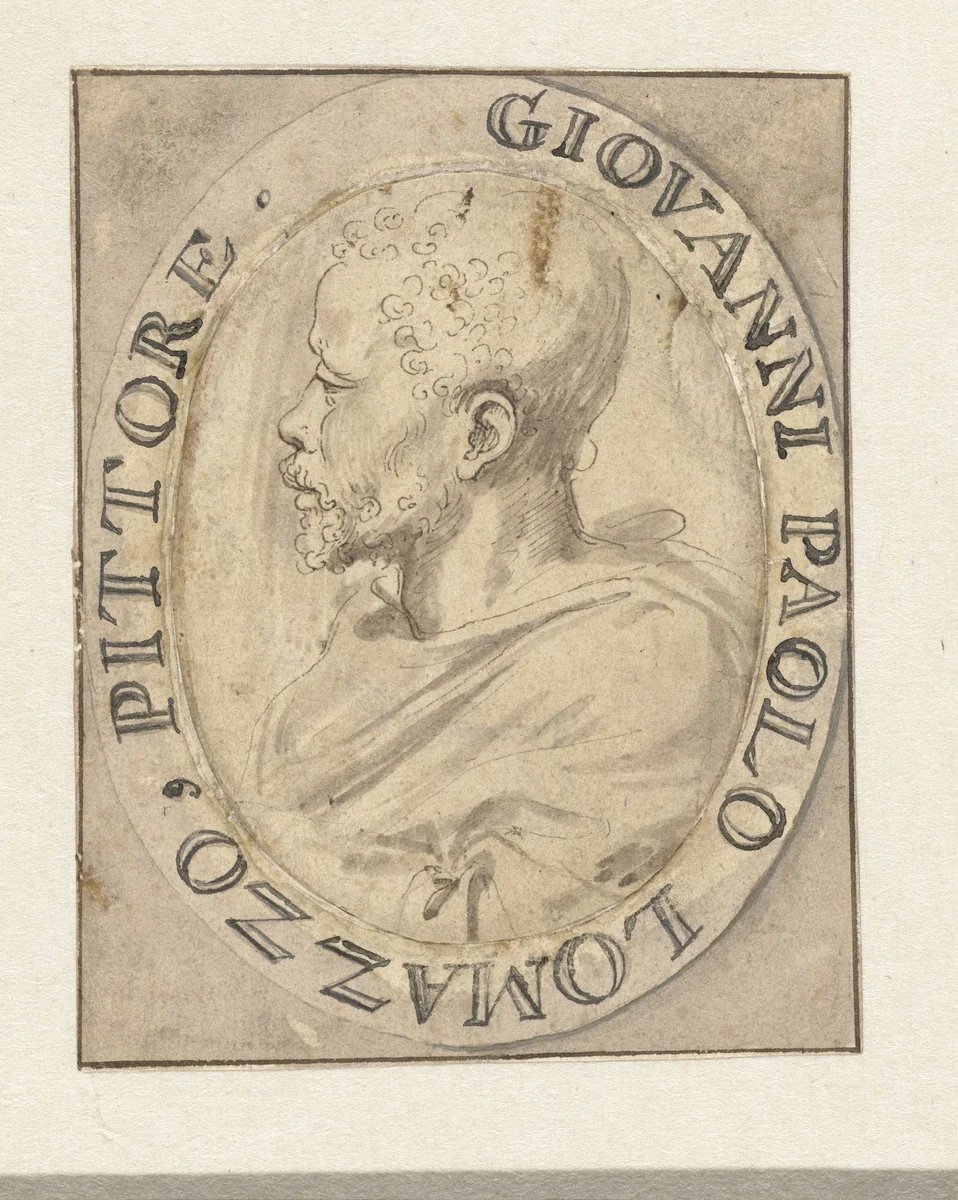 Portret van Giovanni Paolo Lomazzo by anonymous, drawing, 1558-1599