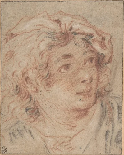 Young Man Wearing a Beret by François Boucher, drawing, 1715-1770
