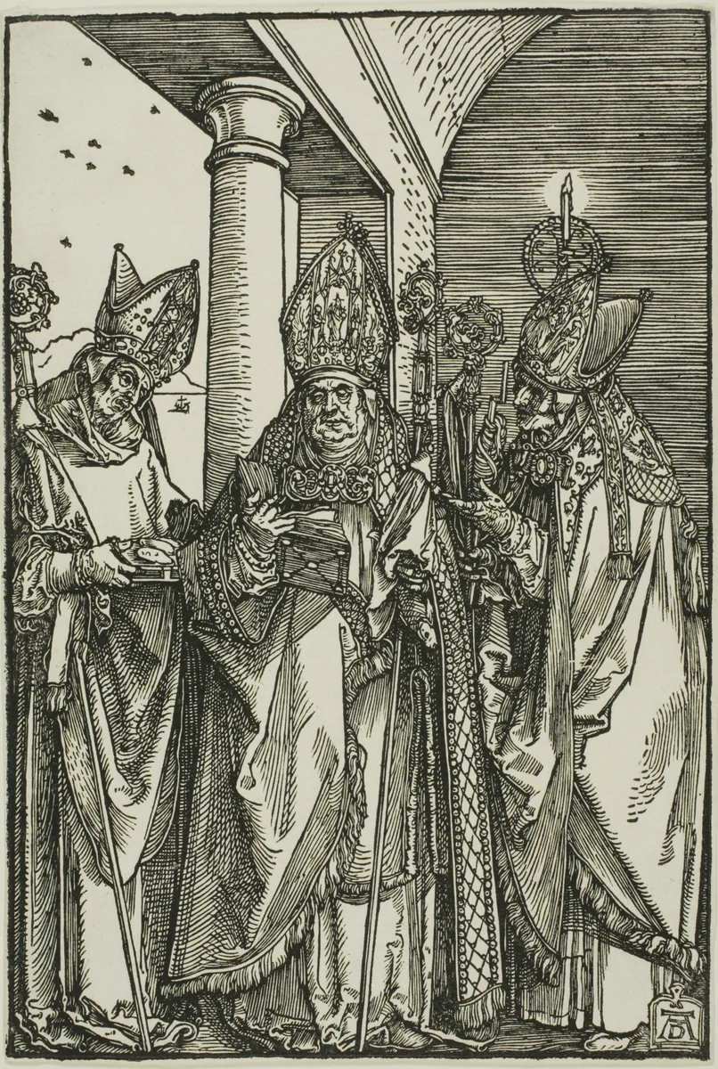 Saints Nicholaus, Ulrich, and Erasmus by Albrecht Dürer, print, 1504-1508