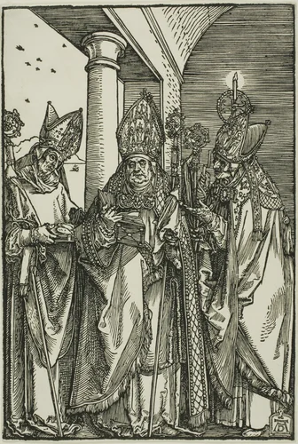 Saints Nicholaus, Ulrich, and Erasmus by Albrecht Dürer, print, 1504-1508