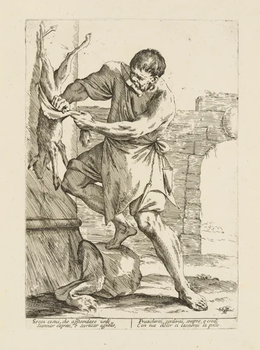 The Lamb Butcher, from Di Bologna l'Arti per via D'An.ibal' Ca.rac, plate 20 by Giuseppe Maria Mitelli, print, 1660