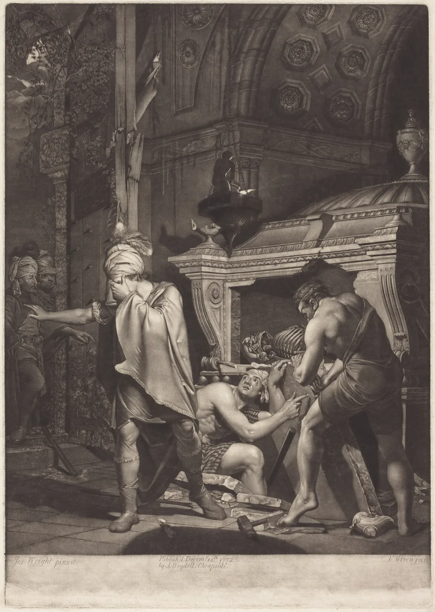 Miravan Opening the Tomb of His Ancestors by Valentine Green
Joseph Wright, print, 1772