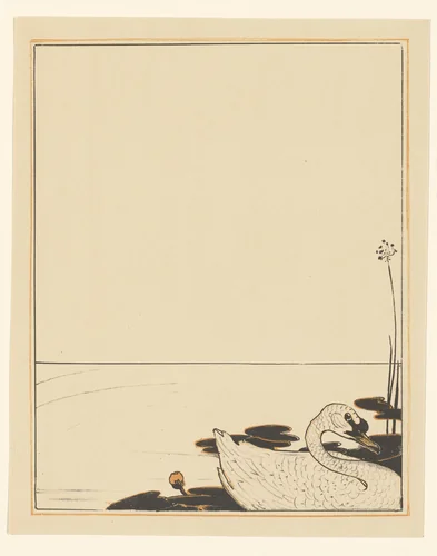 Zwemmende zwaan by Theo van Hoytema, print, 1878-1914