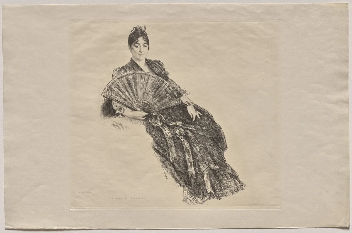 Self-Portrait in a Spanish Costume by Marie Bracquemond, print, 1880