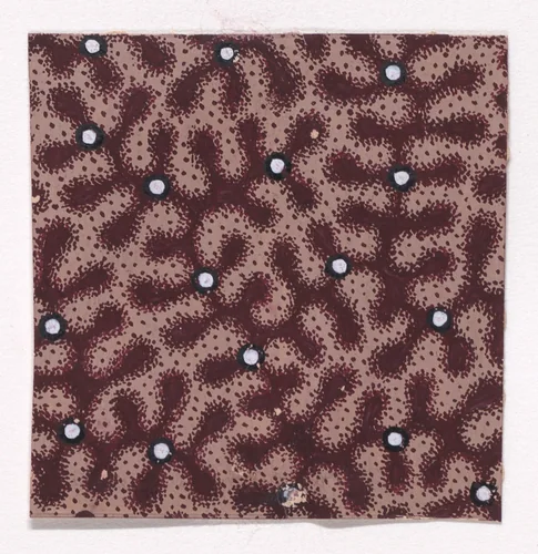 Textile Design with a Pattern of Garlands of Stylized Leaves Splattered with Pearls Over a Stippled Background by anonymous, drawing, 1840