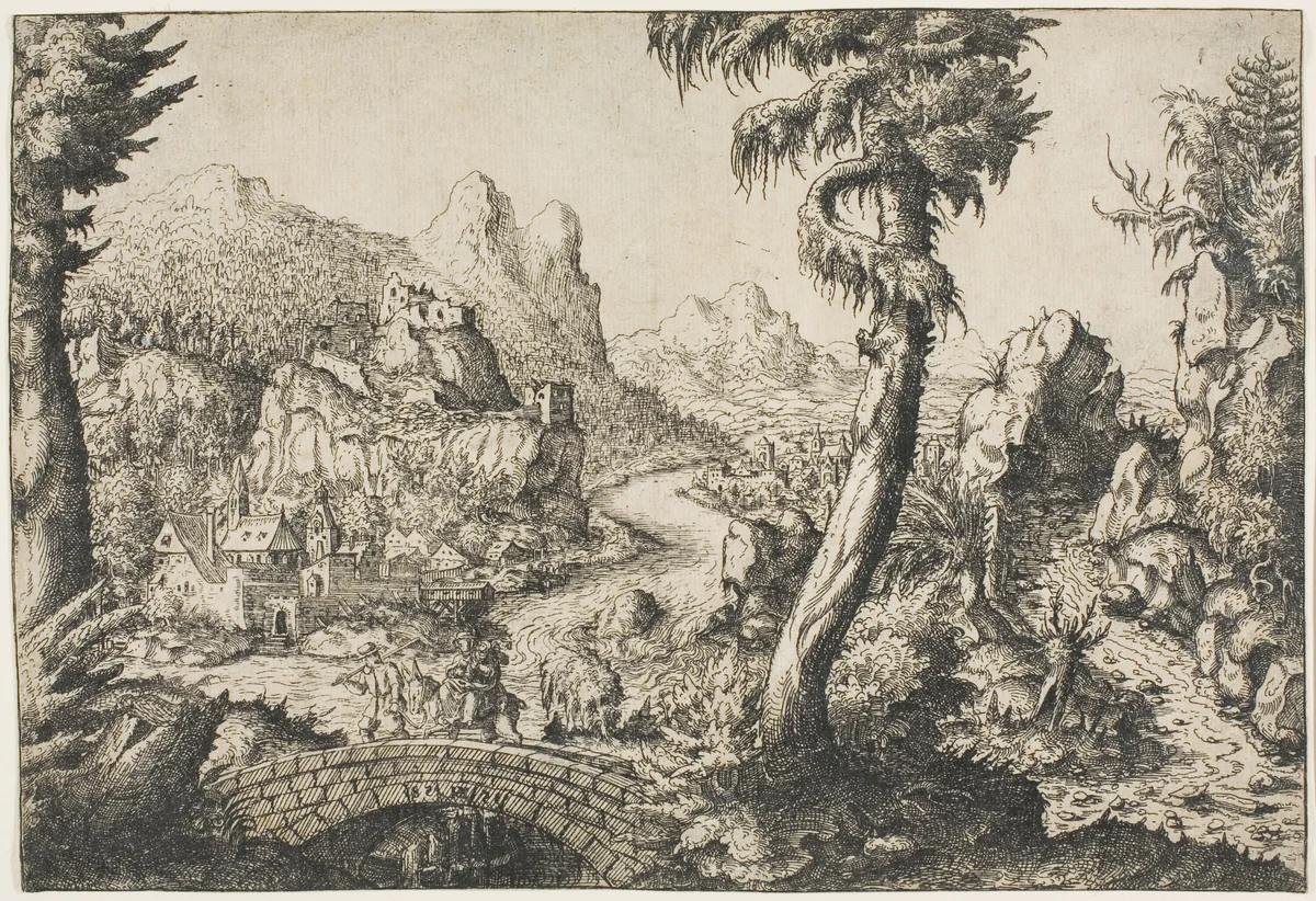 The Flight into Egypt by Hanns Lautensack, print, 1558
