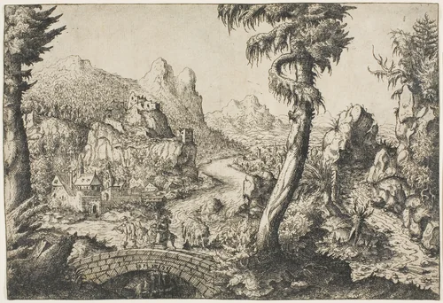The Flight into Egypt by Hanns Lautensack, print, 1558