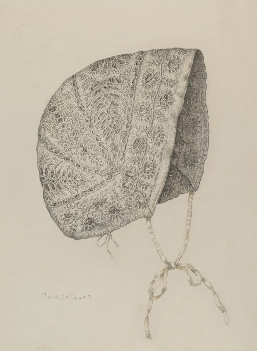 Infant's Cap by Marie Famularo, index of american design, 1938
