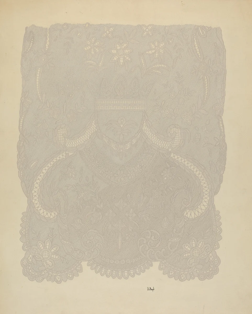 Lace Wedding Veil (Section of) by Joseph L. Boyd, index of american design, 1938