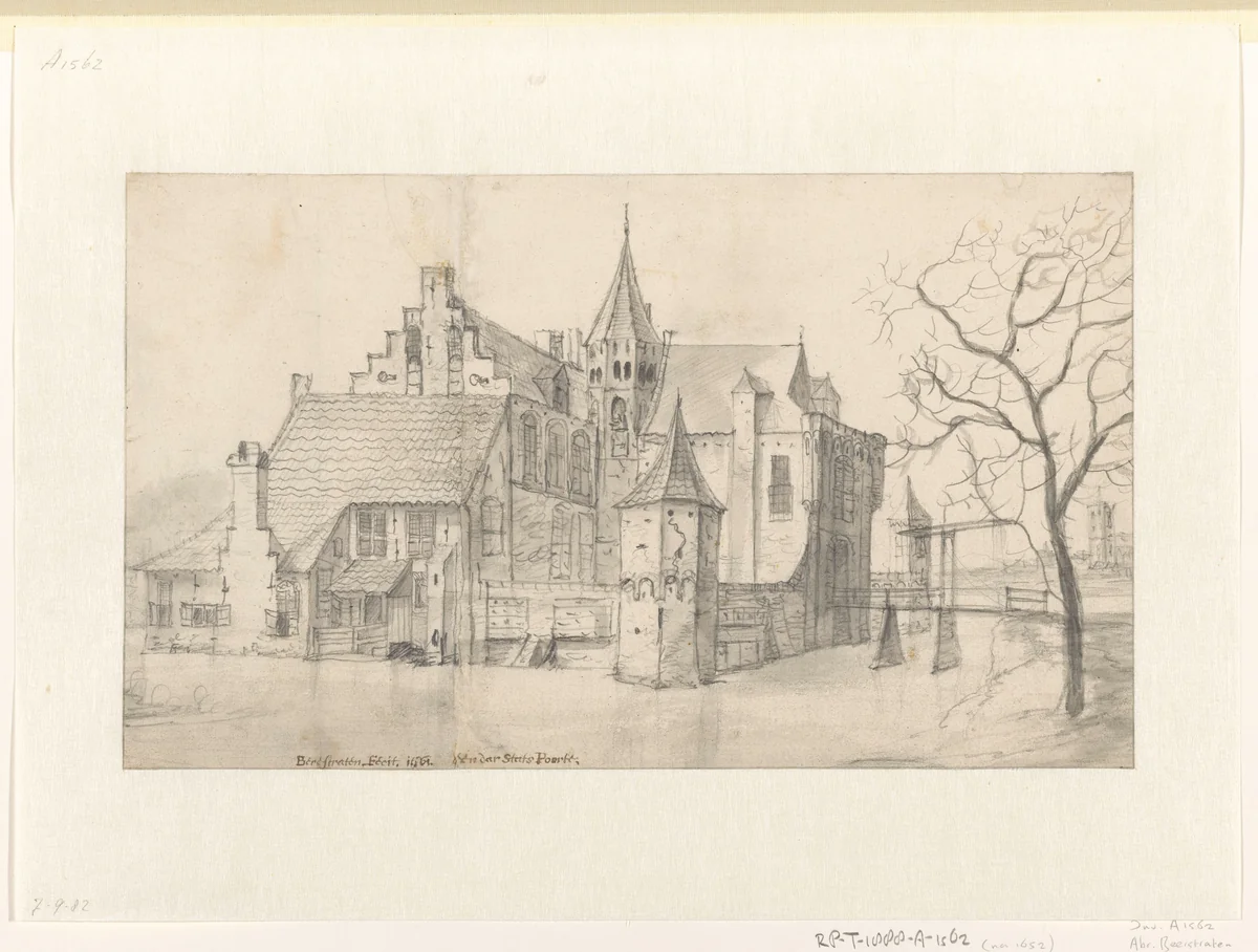 Middeleeuwse stadspoort by Jan Abrahamsz. Beerstraten, drawing, 1661