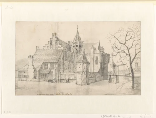 Middeleeuwse stadspoort by Jan Abrahamsz. Beerstraten, drawing, 1661