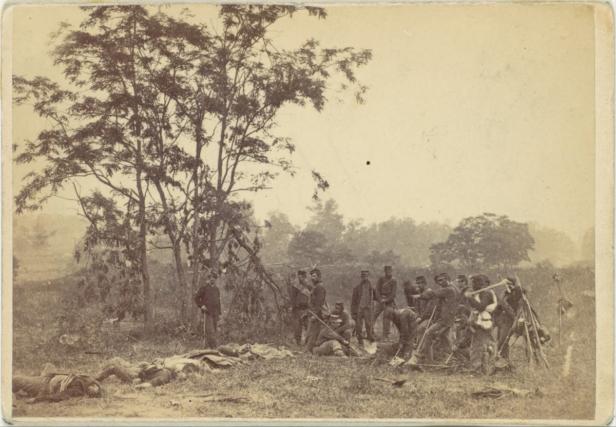 Burying the Dead on the Battlefield of Antietam, September 1862 by Alexander Gardner, photograph, 1862