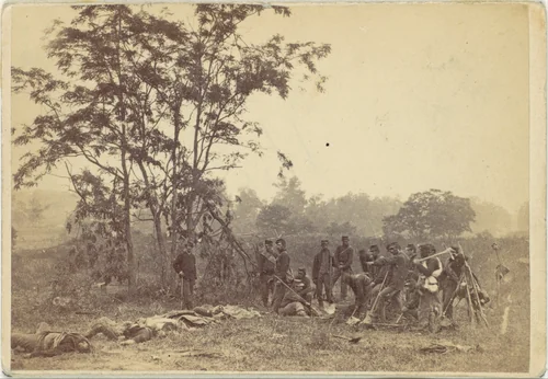 Burying the Dead on the Battlefield of Antietam, September 1862 by Alexander Gardner, photograph, 1862