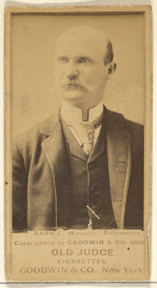 Barnie, Manager, Baltimore Orioles, from the Old Judge series (N172) for Old Judge Cigarettes by Goodwin & Company, photograph, 1888
