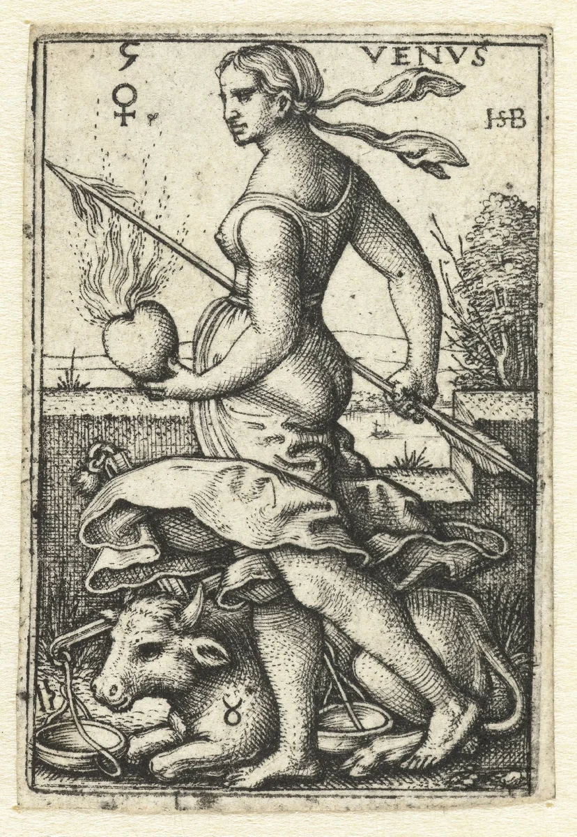 Venus met sterrenbeelden Stier en Weegschaal by Unknown, print, 1539