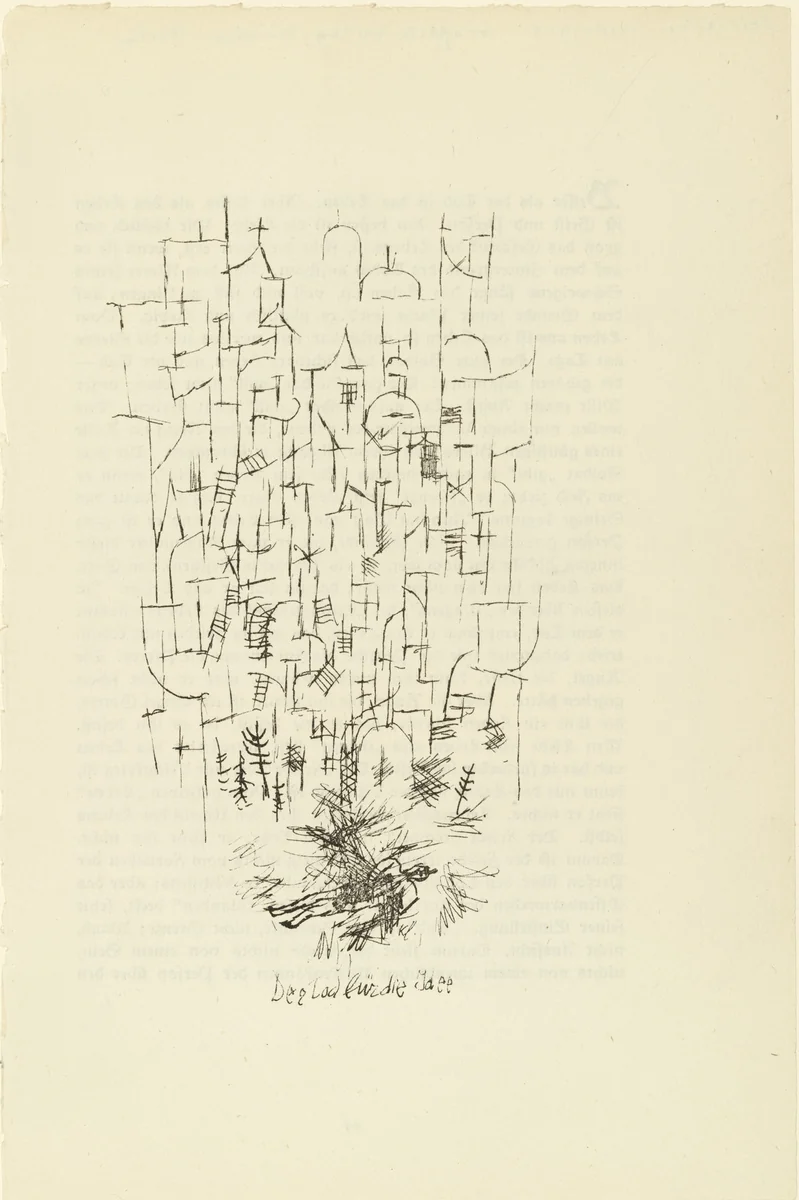 Death for an Idea (Der Tod für die Idee) (plate, [p. 93]) from Zeit-Echo. Ein Kriegs-Tagebuch der Künstler vol. 1, no. 7 (Jan 1915) by Paul Klee, print, 1915