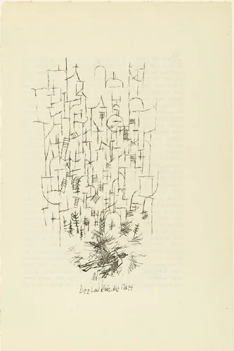 Death for an Idea (Der Tod für die Idee) (plate, [p. 93]) from Zeit-Echo. Ein Kriegs-Tagebuch der Künstler vol. 1, no. 7 (Jan 1915) by Paul Klee, print, 1915