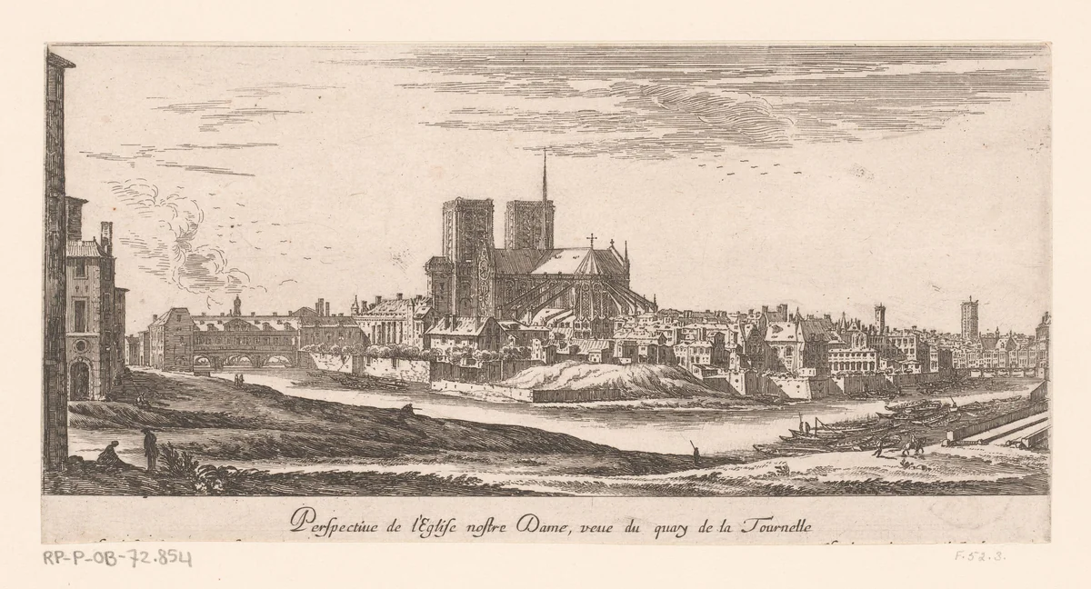 Gezicht op de Notre-Dame by Israël Silvestre, print, 1650