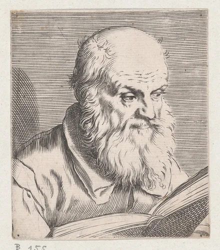 Bust of an Old Man by Agostino Carracci, print, 1578-1588
