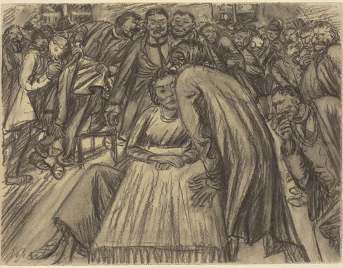 The Couple in the Crowd by Ernst Barlach, drawing, 1917