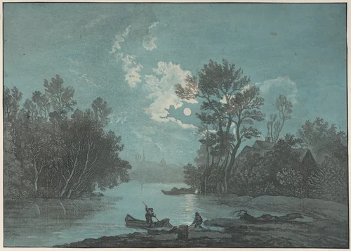 Fishermen by Moonlight by Joseph Vernet, print, 1745-1805
