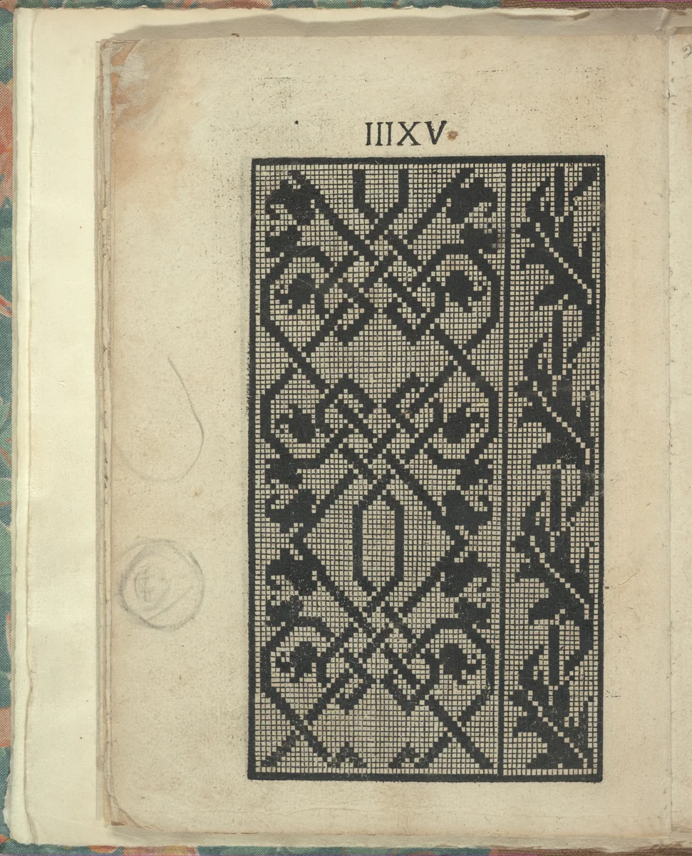 Opera Nova Universali intitulata Corona di racammi, page 20 (verso) by Giovanni Andrea Vavassore, book, 1530