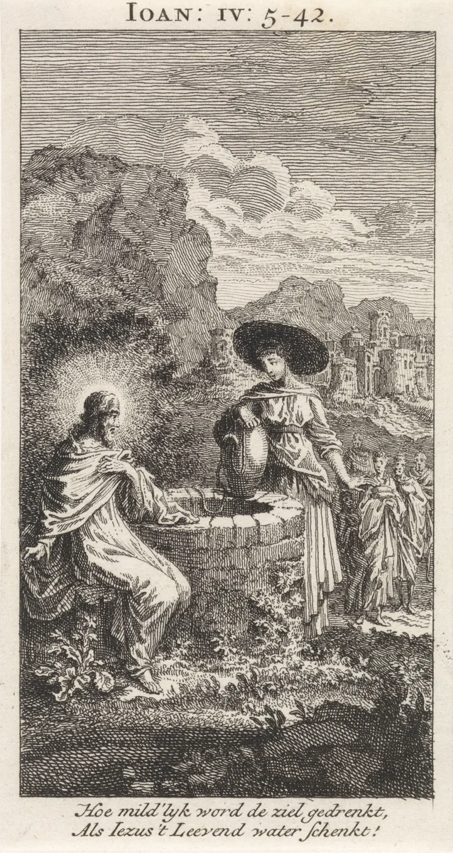 Christus en de Samaritaanse vrouw bij de put by anonymous, print, 1712