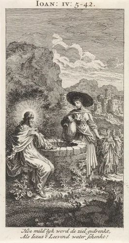 Christus en de Samaritaanse vrouw bij de put by anonymous, print, 1712