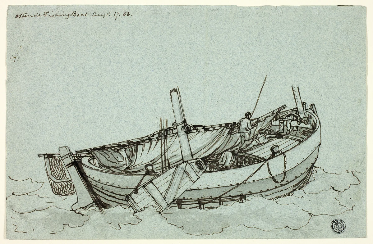 Ostende Fishing Boat by Clarkson Stanfield, drawing, 1860