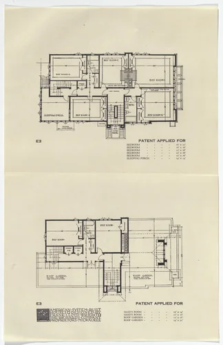 American System-Built Houses for The Richards Company project, Milwaukee, Wisconsin (Plans) by Frank Lloyd Wright, architecture, 1915