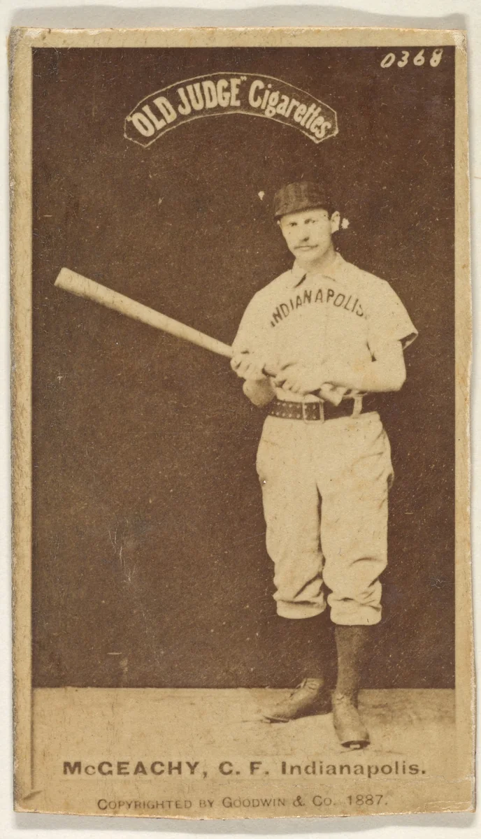 Jack McGeachey, Center Field, Indianapolis, from the Old Judge series (N172) for Old Judge Cigarettes by Goodwin & Company, photograph, 1887