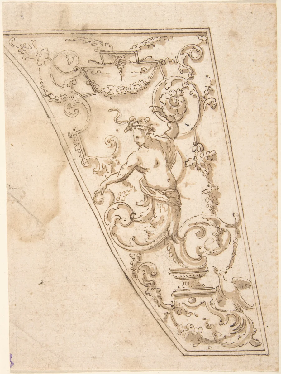 Design for the Decorated Panel of a Carriage by anonymous, drawing, 1700-1800