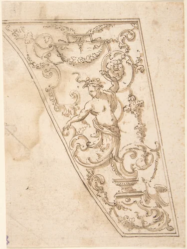 Design for the Decorated Panel of a Carriage by anonymous, drawing, 1700-1800