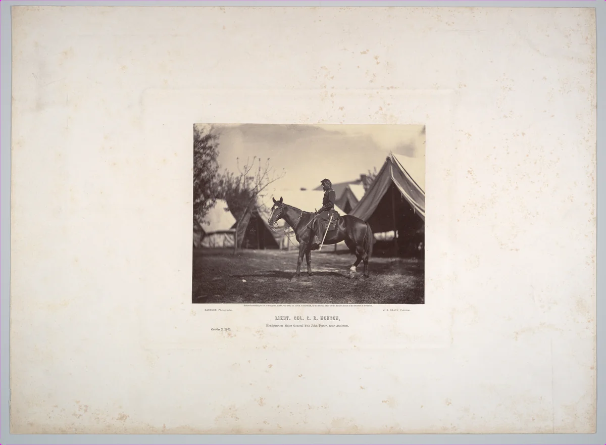Lieutenant Colonel Charles B. Norton. Headquarters of Major General Fitz John Porter, near Antietam, Maryland by Alexander Gardner, photograph, 1862