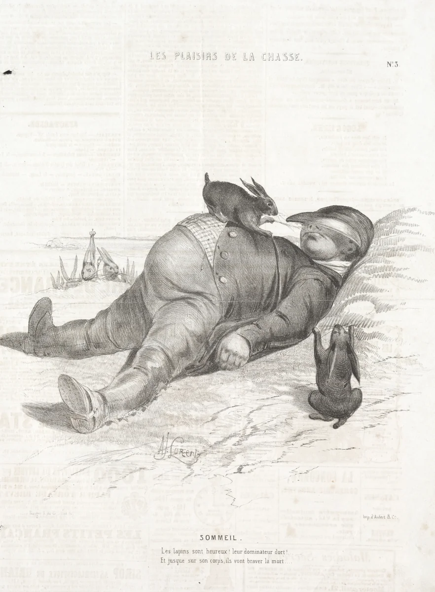Les Plaisirs de la chasse: Sommeil by Alade Joseph Lorentz, print, 1842