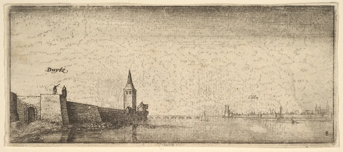 Deutz and Cologne, from "German Views" by Wenceslaus Hollar, print, 1652-1677