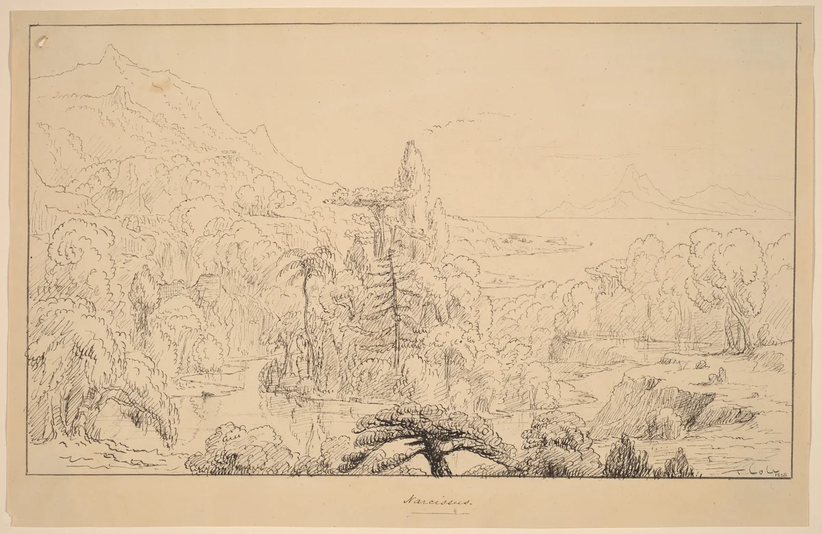 Narcissus [recto] by Thomas Cole, drawing, 1828