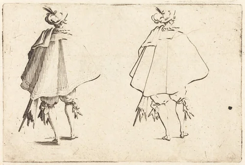 Gentleman in Large Mantle, Seen from Behind by Jacques Callot, print, 1622