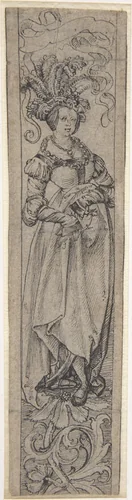 Standing Woman by Lucas Cranach, drawing, 1500-1515