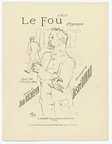 The Madman (Le fou) from Quatorze lithographies originales (Mélodies de Désiré Dihau) by Henri de Toulouse-Lautrec, illustrated book, 1895