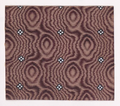 Textile Design with Rows of Quatrefoils of Pearls over an Abstract Background Simulating Tie-Dye by anonymous, drawing, 1840