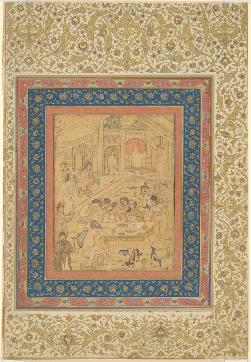 European Banquet Scene (or The Marriage Feast at Cana?) by India, painting, 1595-1605