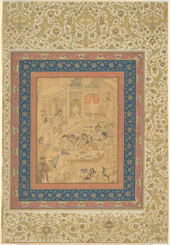 European Banquet Scene (or The Marriage Feast at Cana?) by India, painting, 1595-1605