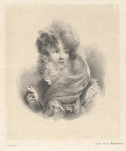 Portrait of Mademoiselle de Pavant by Jean Baptiste Isabey, print, 1825