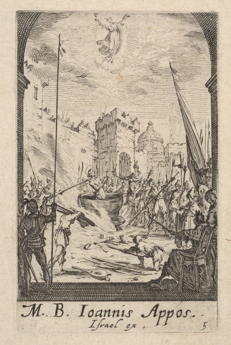 Martyrdom of Saint John the Evangelist, from "The Little Apostles" (Les Petits Apôtres) by Jacques Callot, print, 1632