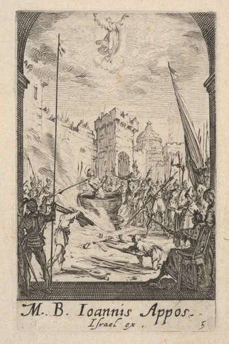 Martyrdom of Saint John the Evangelist, from "The Little Apostles" (Les Petits Apôtres) by Jacques Callot, print, 1632