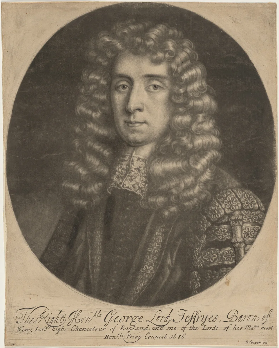 George, Lord Jeffreys by Anonymous Artist; Sir Godfrey Kneller, print, 1646-1723